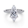 Amata - 14K White Gold Marquise Diamond Engagement Ring - 0.14 ct