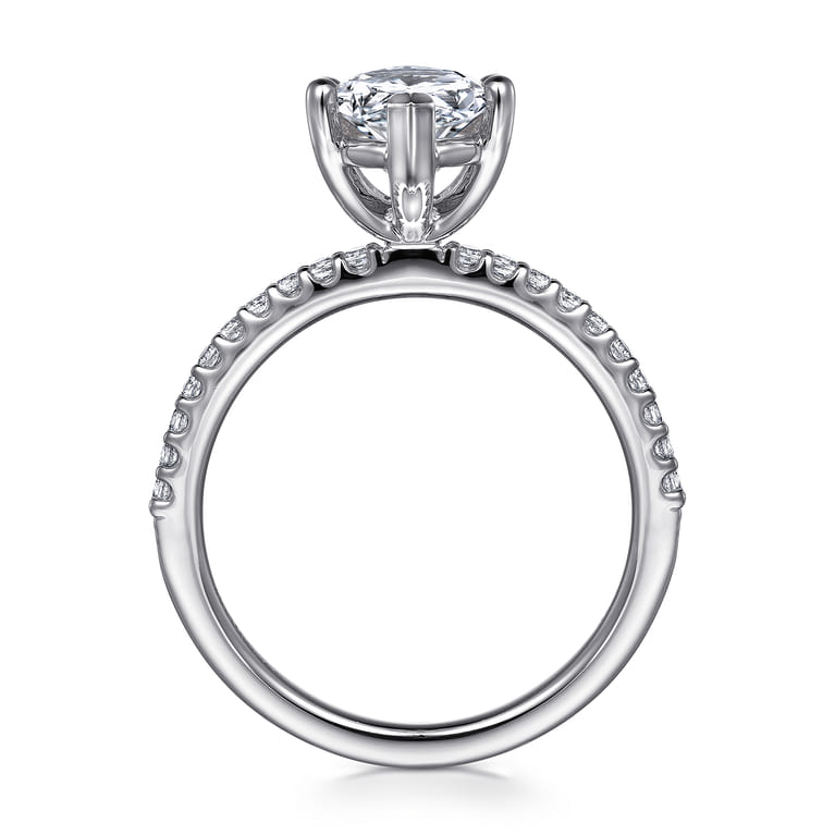 Amata - 14K White Gold Marquise Diamond Engagement Ring - 0.14 ct - Shot 2