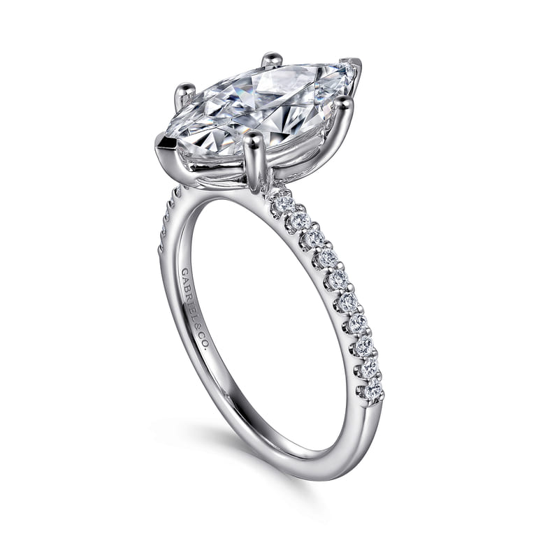 Amata - 14K White Gold Marquise Diamond Engagement Ring - 0.14 ct - Shot 3