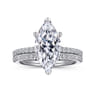 Amata - 14K White Gold Marquise Diamond Engagement Ring - 0.14 ct