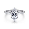 Amata - 14K White Gold Marquise Shape Diamond Engagement Ring - 0.15 ct