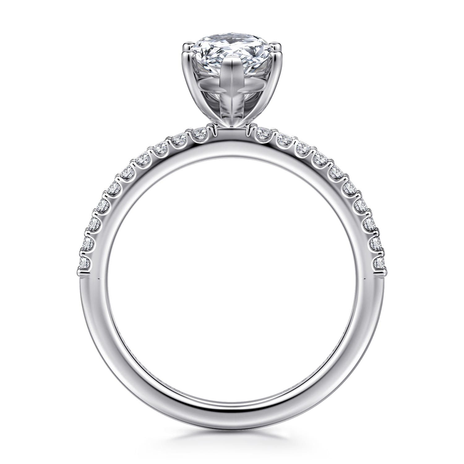 Amata - 14K White Gold Marquise Shape Diamond Engagement Ring - 0.15 ct - Shot 2