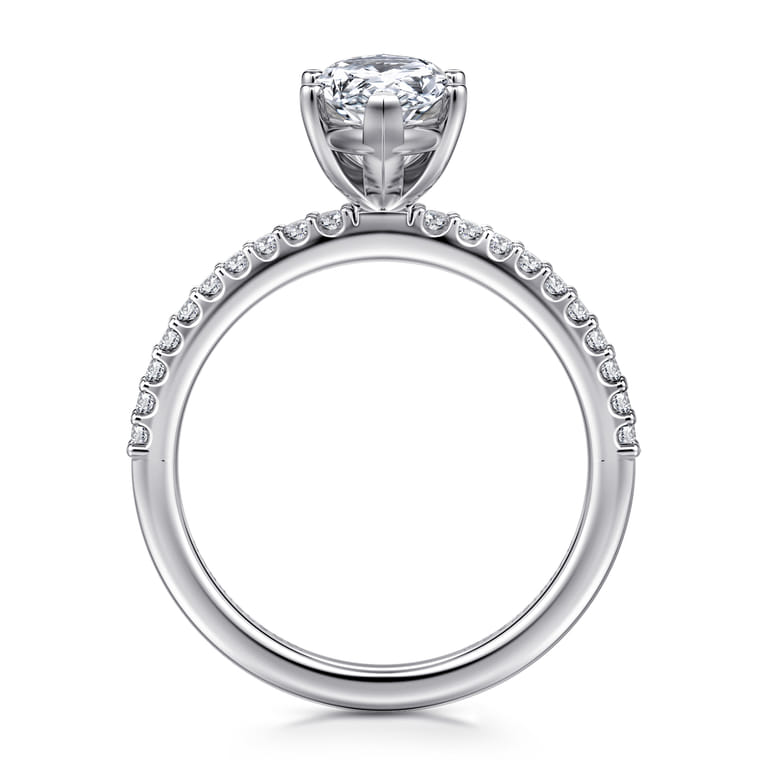 Amata - 14K White Gold Marquise Shape Diamond Engagement Ring - 0.15 ct - Shot 2