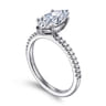 Amata - 14K White Gold Marquise Shape Diamond Engagement Ring - 0.15 ct