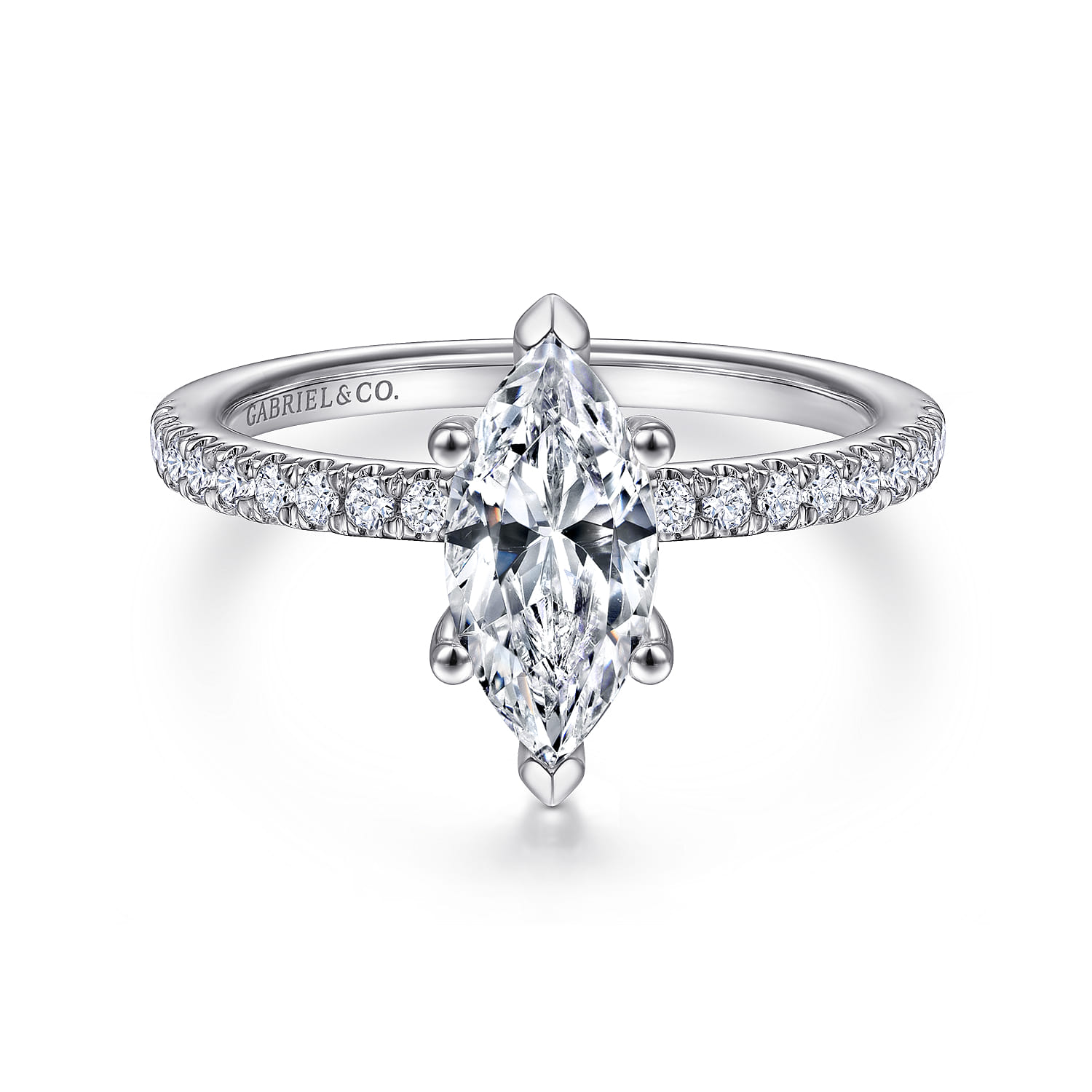 Ulani - 14K White Gold Marquise Diamond Engagement Ring - 0.31 ct - Shot 1
