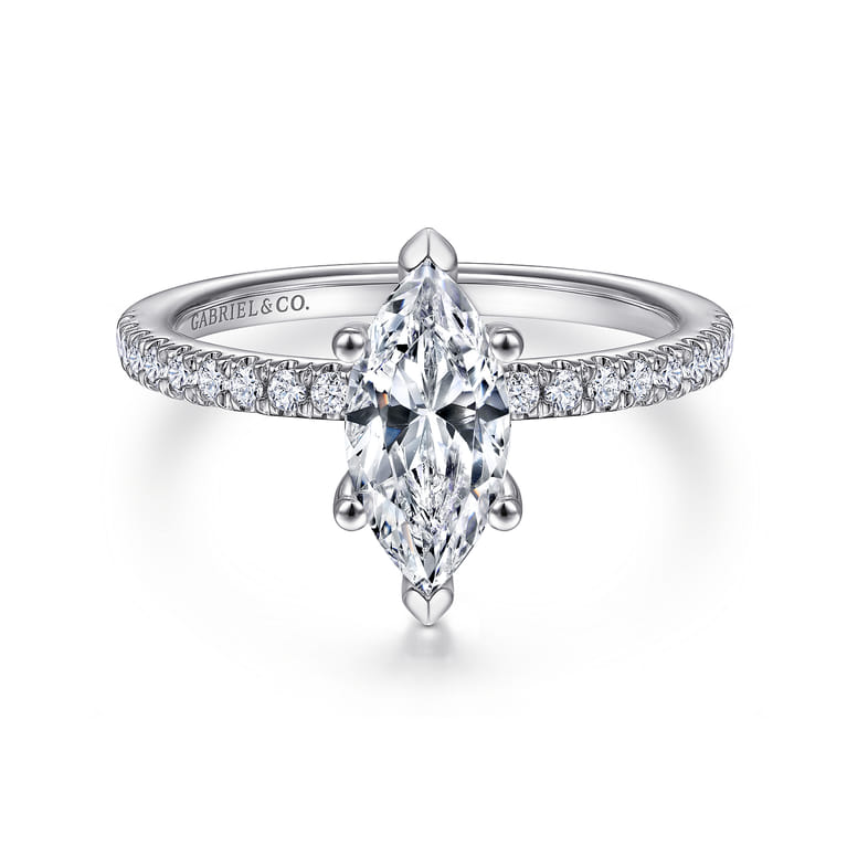 Ulani - 14K White Gold Marquise Diamond Engagement Ring - 0.31 ct - Shot 1