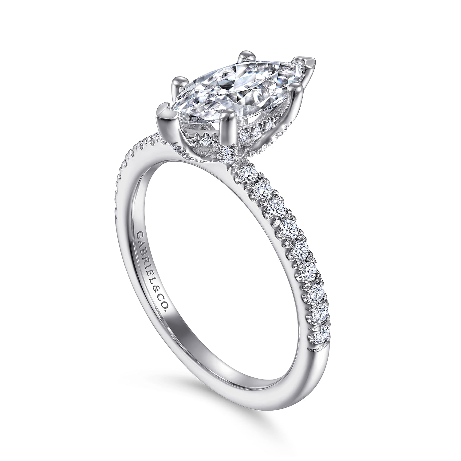 Ulani - 14K White Gold Marquise Diamond Engagement Ring - 0.31 ct - Shot 3