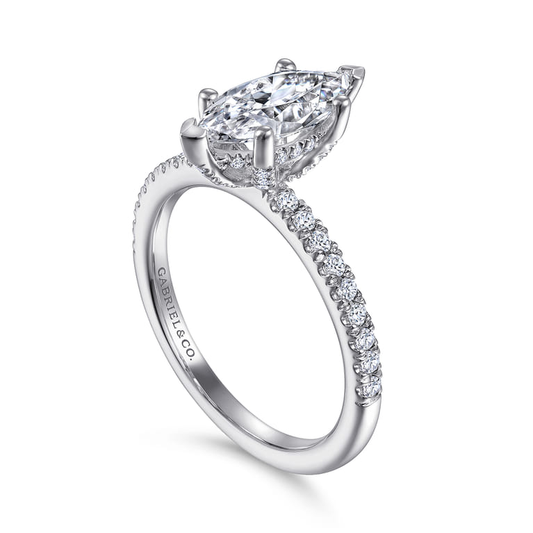 Ulani - 14K White Gold Marquise Diamond Engagement Ring - 0.31 ct - Shot 3