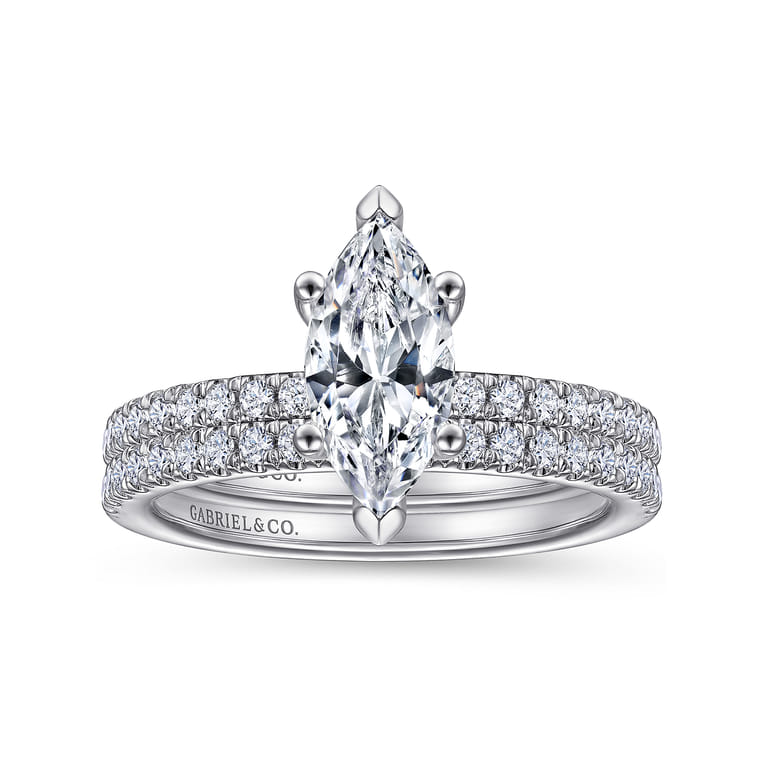 Ulani - 14K White Gold Marquise Diamond Engagement Ring - 0.31 ct - Shot 4