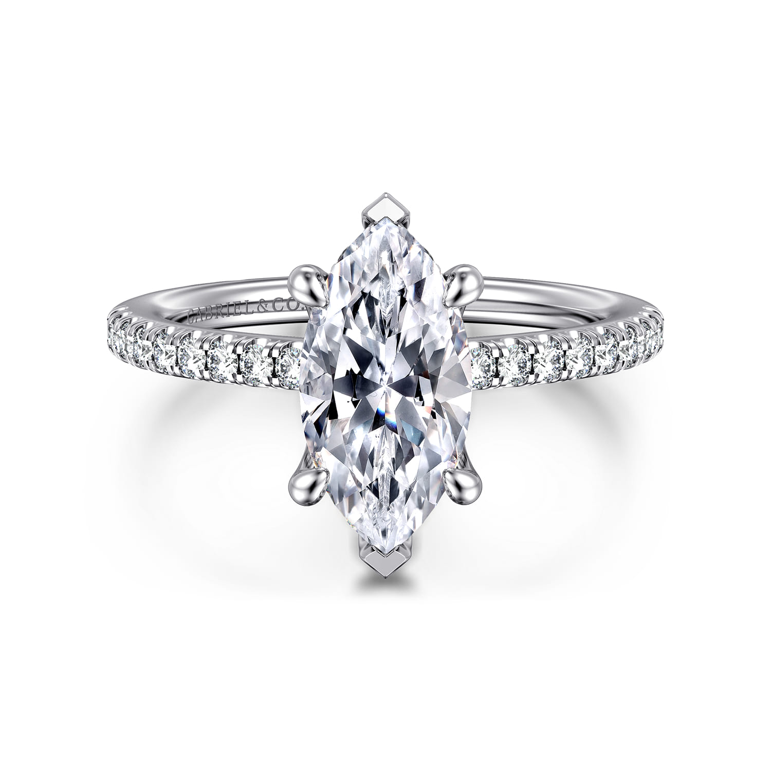 Broderick - 14K White Gold Marquise Shape Diamond Engagement Ring - 0.3 ct - Shot 1