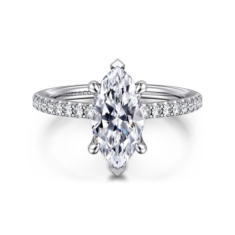 Broderick - 14K White Gold Marquise Shape Diamond Engagement Ring - 0.3 ct - Shot 1