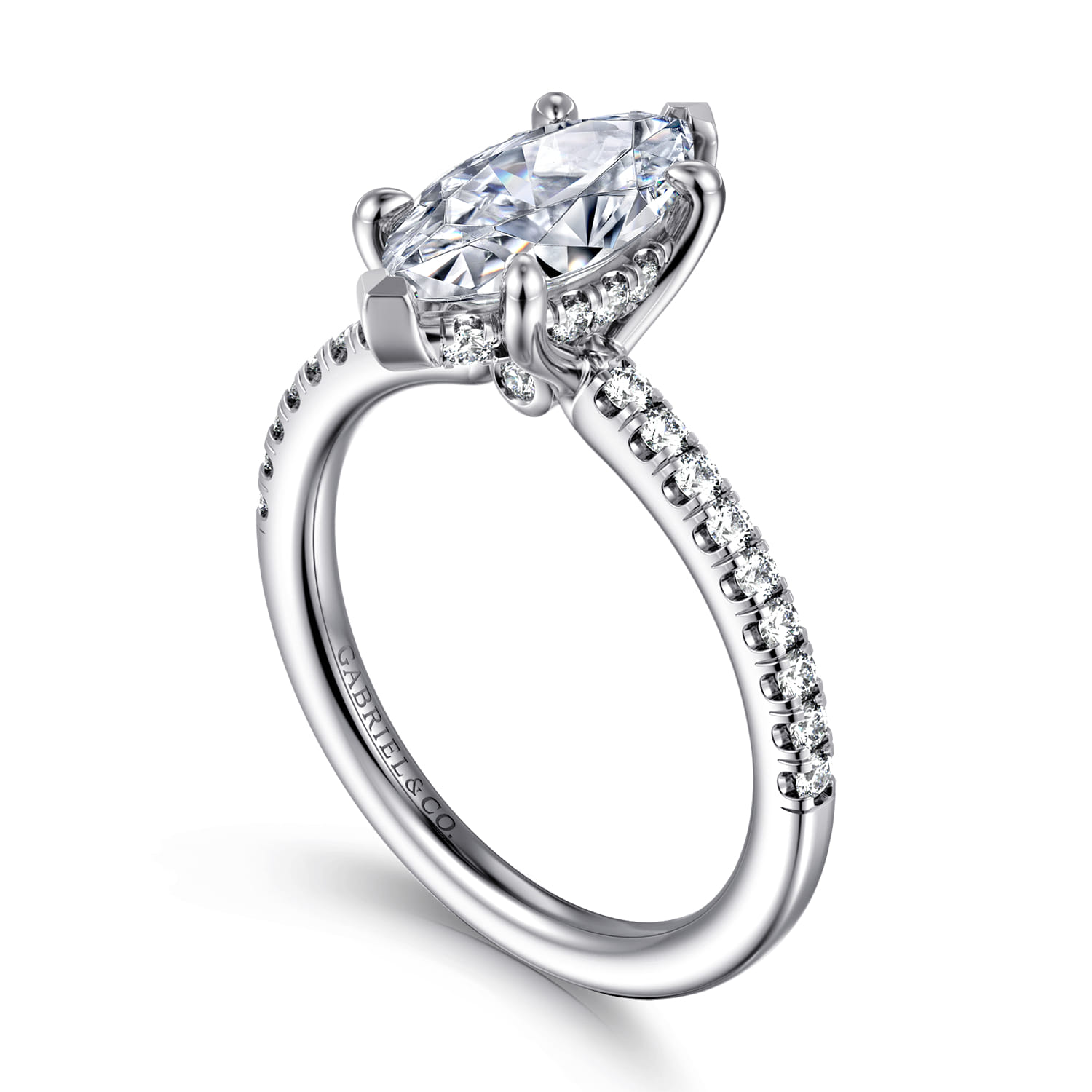 Broderick - 14K White Gold Marquise Shape Diamond Engagement Ring - 0.3 ct - Shot 3