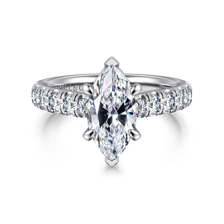 Sarita - 14K White Gold Marquise Shape Diamond Engagement Ring - 1 ct - Shot 1