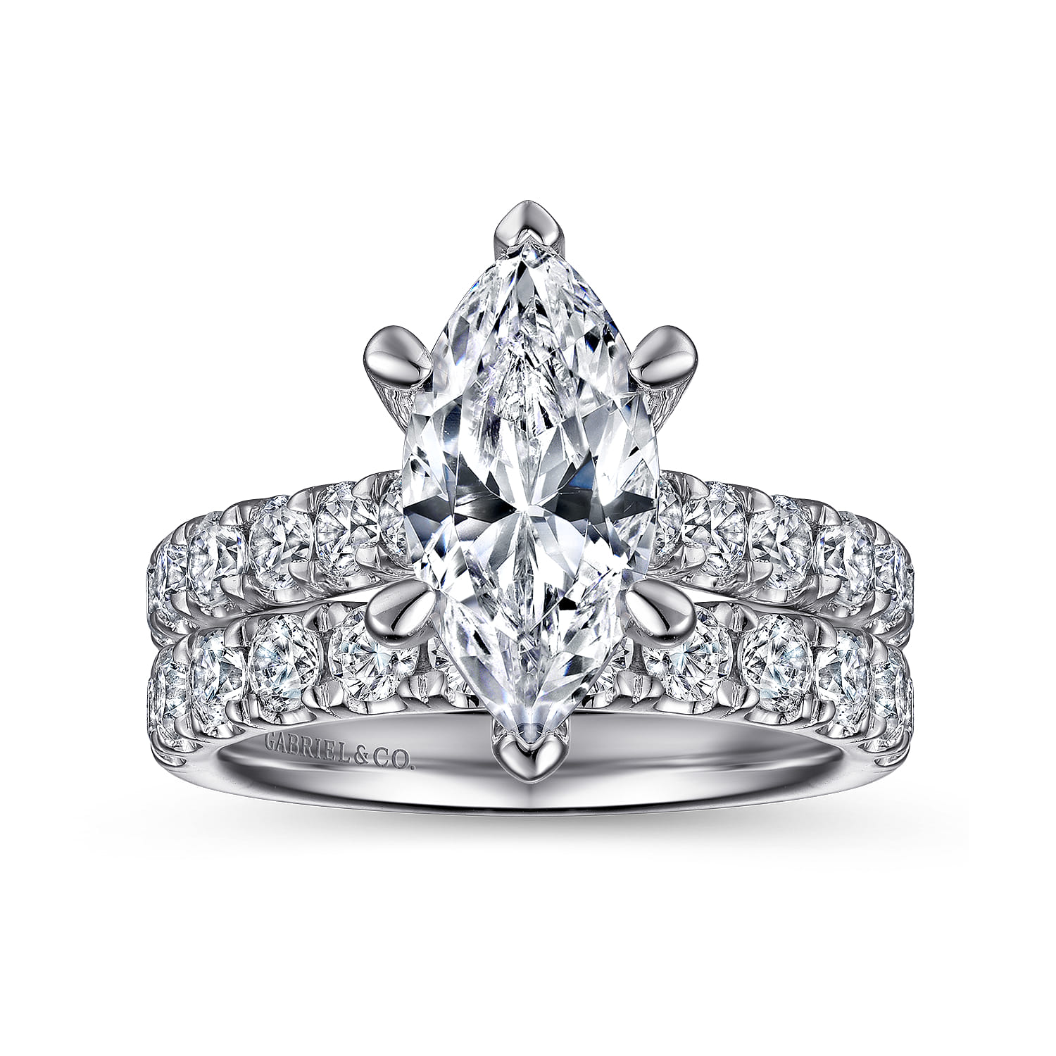 Sarita - 14K White Gold Marquise Shape Diamond Engagement Ring - 1 ct - Shot 4