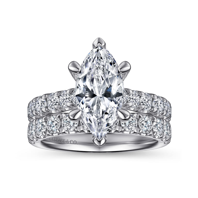 Sarita - 14K White Gold Marquise Shape Diamond Engagement Ring - 1 ct - Shot 4