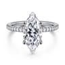 Evelyn - 14K White Gold Marquise Shape Diamond Engagement Ring - 0.18 ct