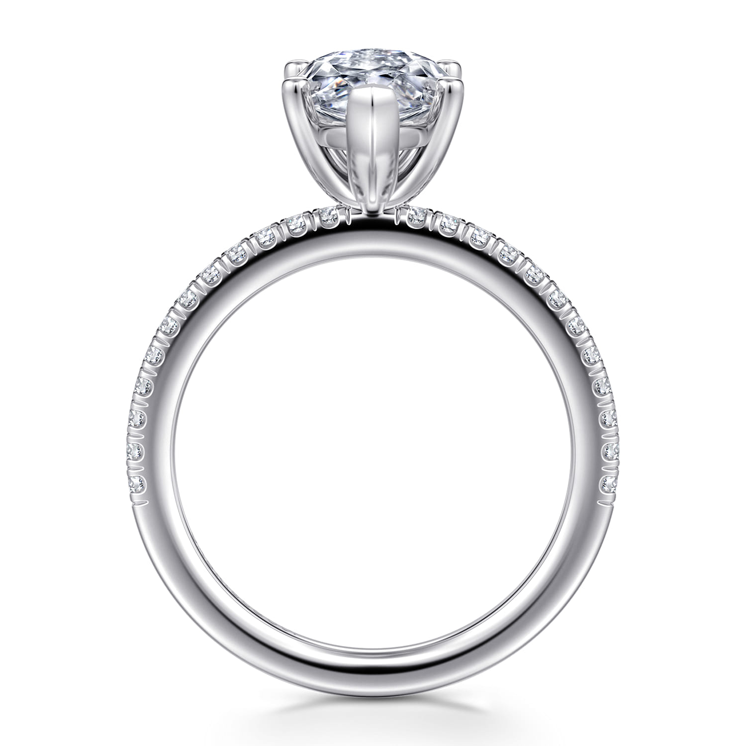 Evelyn - 14K White Gold Marquise Shape Diamond Engagement Ring - 0.18 ct - Shot 2