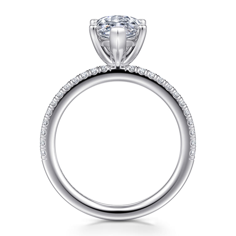 Evelyn - 14K White Gold Marquise Shape Diamond Engagement Ring - 0.18 ct - Shot 2