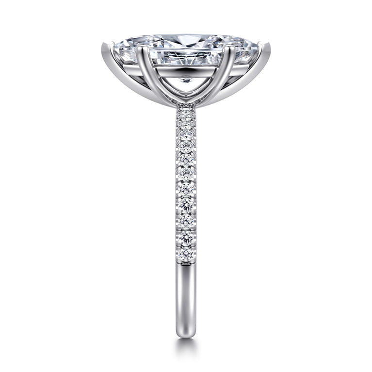 Evelyn - 14K White Gold Marquise Shape Diamond Engagement Ring - 0.18 ct - Shot 5