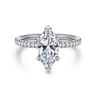 Evelyn - 14K White Gold Marquise Shape Diamond Engagement Ring - 0.18 ct