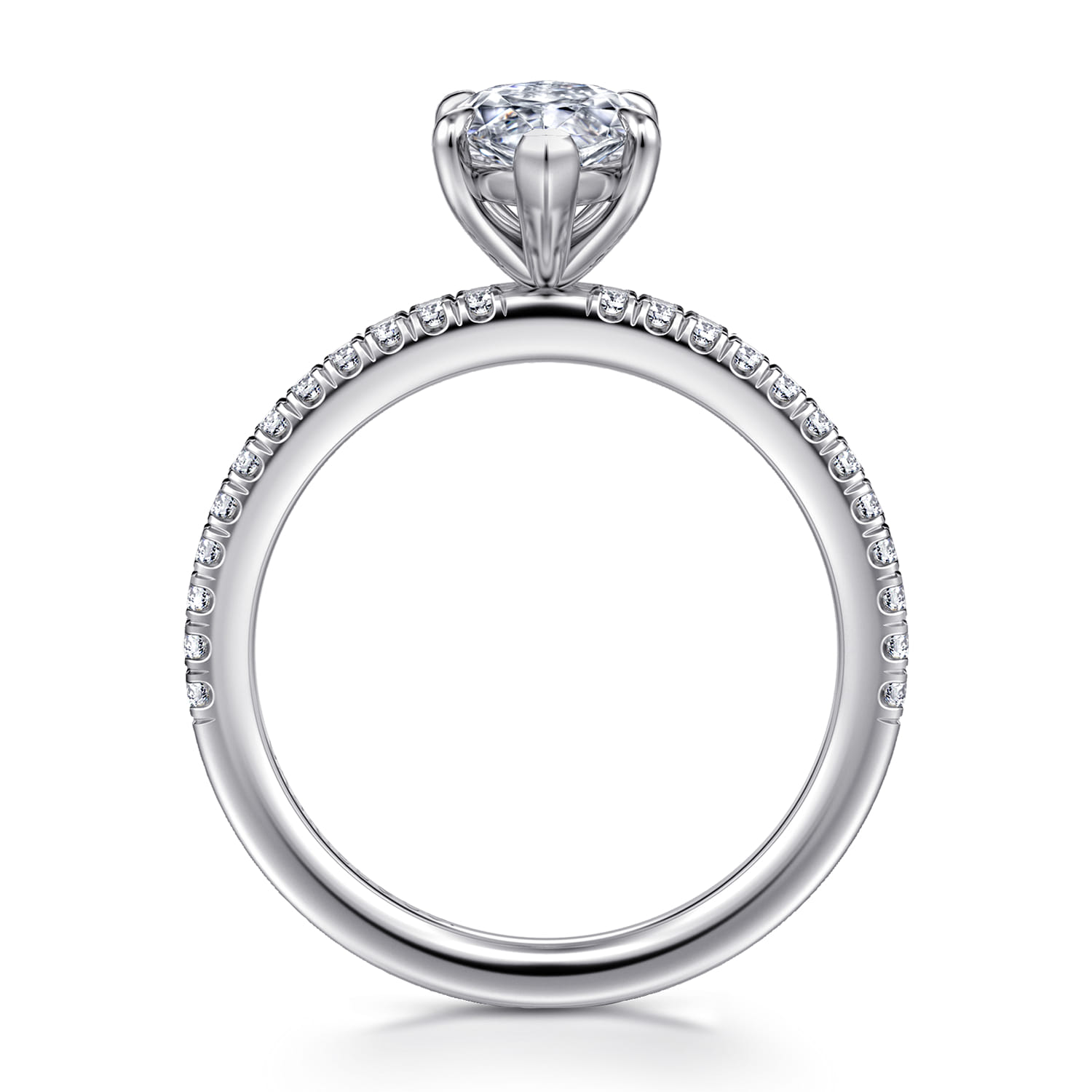Evelyn - 14K White Gold Marquise Shape Diamond Engagement Ring - 0.18 ct - Shot 2