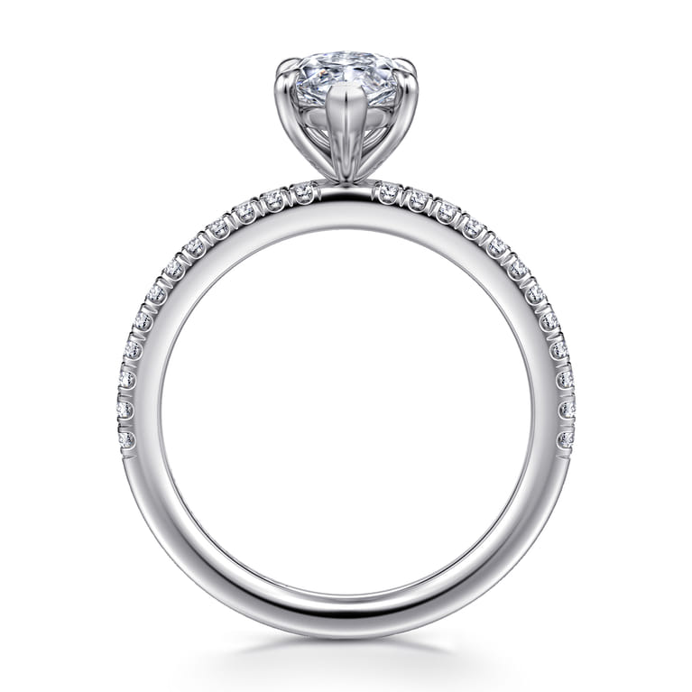 Evelyn - 14K White Gold Marquise Shape Diamond Engagement Ring - 0.18 ct - Shot 2
