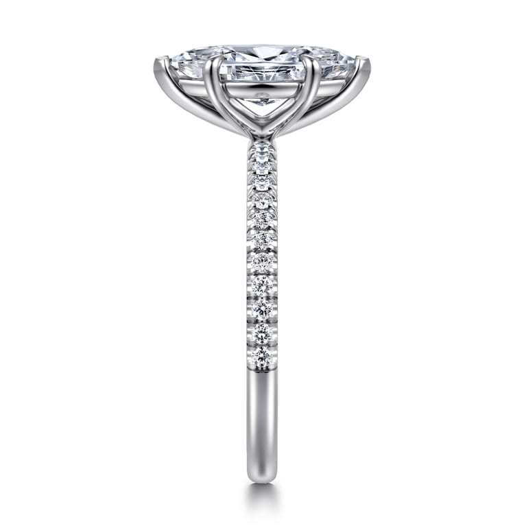 Evelyn - 14K White Gold Marquise Shape Diamond Engagement Ring - 0.18 ct - Shot 4
