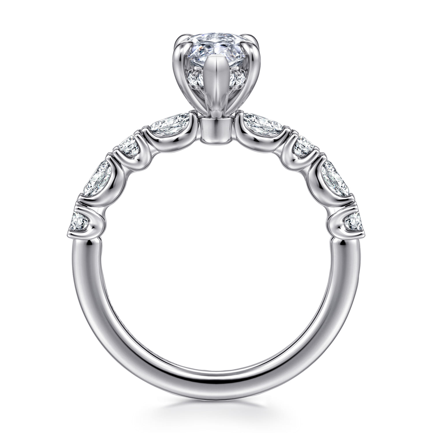 Juliet - 14K White Gold Marquise Shape Diamond Engagement Ring - 0.47 ct - Shot 2
