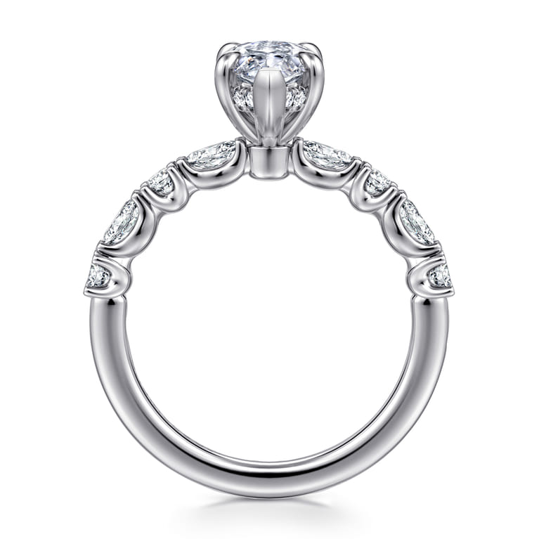 Juliet - 14K White Gold Marquise Shape Diamond Engagement Ring - 0.47 ct - Shot 2