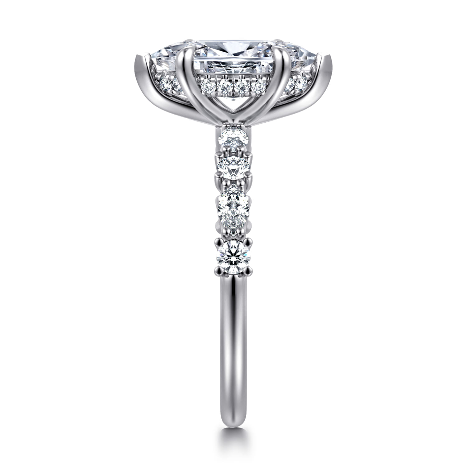 Juliet - 14K White Gold Marquise Shape Diamond Engagement Ring - 0.47 ct - Shot 4