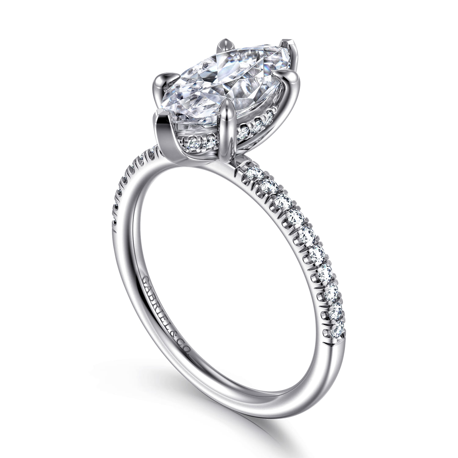 Stasia - 14K White Gold Marquise Shape Diamond Engagement Ring - 0.23 ct - Shot 3