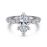 Silvey - 14K White Gold Marquise Shape Single Prong Diamond Engagement Ring - 0.7 ct