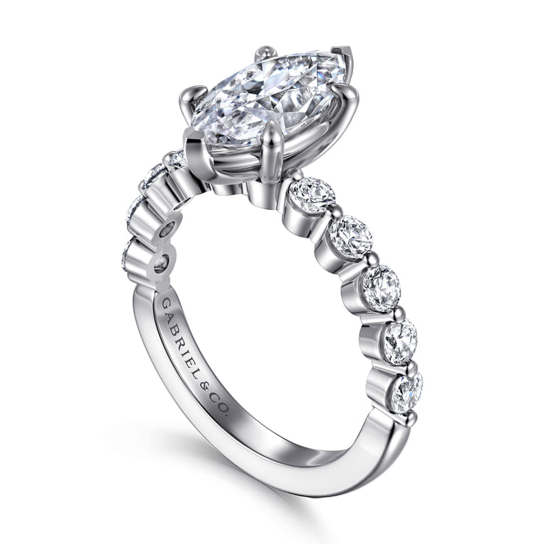 Silvey - 14K White Gold Marquise Shape Single Prong Diamond Engagement Ring - 0.7 ct - Shot 3