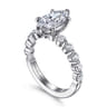 Silvey - 14K White Gold Marquise Shape Single Prong Diamond Engagement Ring - 0.7 ct