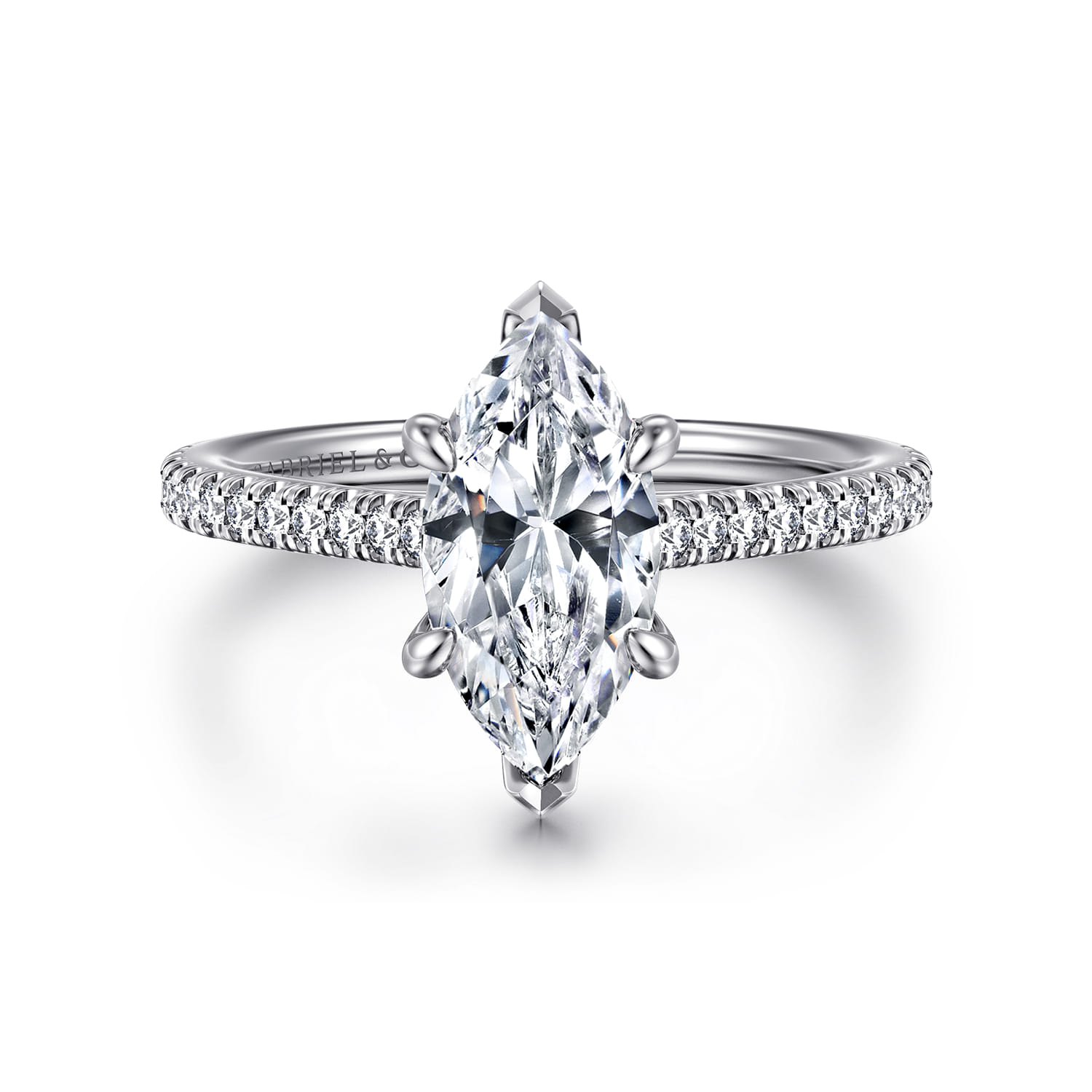 Aline - 14K White Gold Marquise Shape Diamond Engagement Ring - 0.3 ct - Shot 1