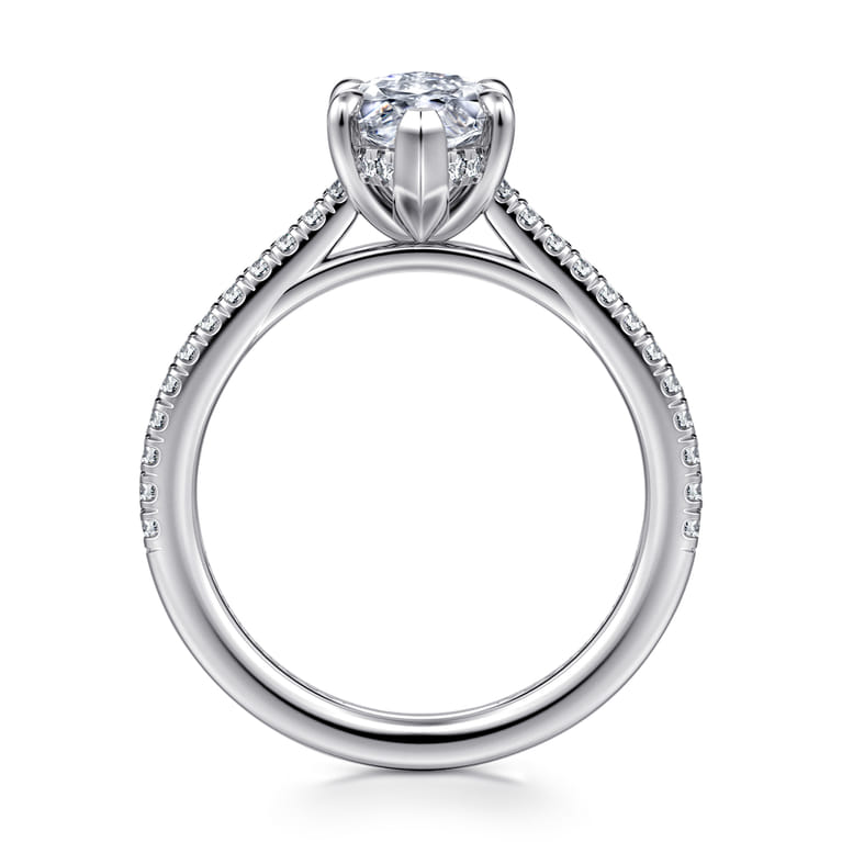 Aline - 14K White Gold Marquise Shape Diamond Engagement Ring - 0.3 ct - Shot 2
