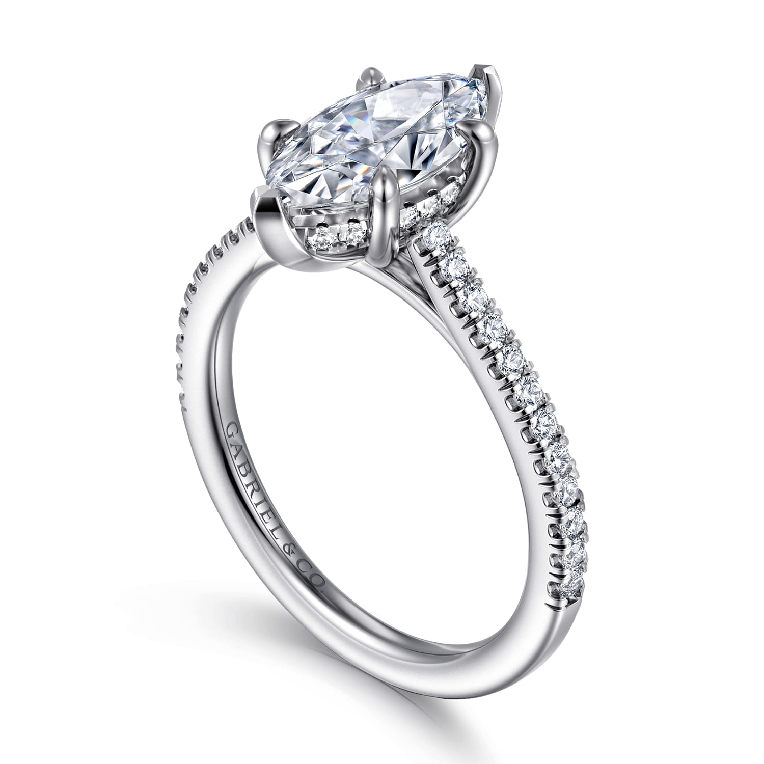 Aline - 14K White Gold Marquise Shape Diamond Engagement Ring - 0.3 ct - Shot 3