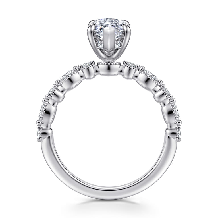 Lanna - 14K White Gold Marquise Shape Diamond Engagement Ring - 0.25 ct - Shot 2
