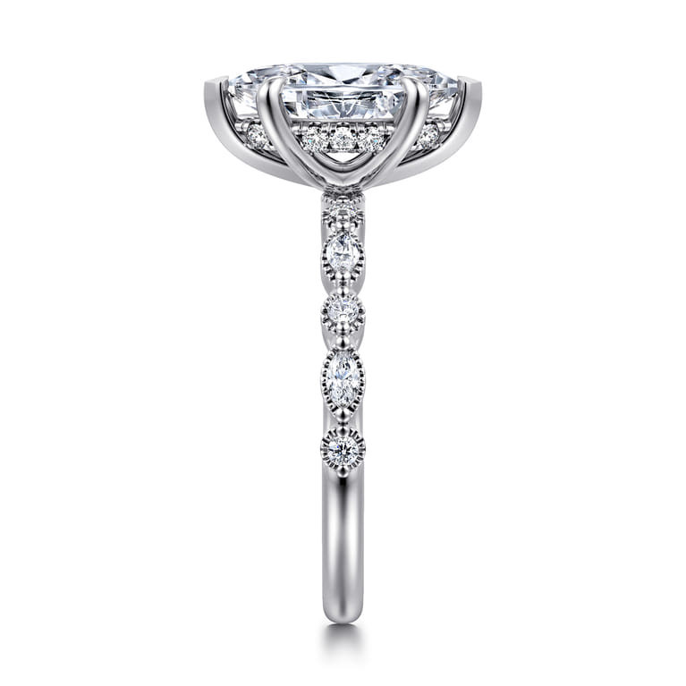 Lanna - 14K White Gold Marquise Shape Diamond Engagement Ring - 0.25 ct - Shot 4