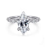 Lanna - 14K White Gold Marquise Shape Diamond Engagement Ring - 0.25 ct