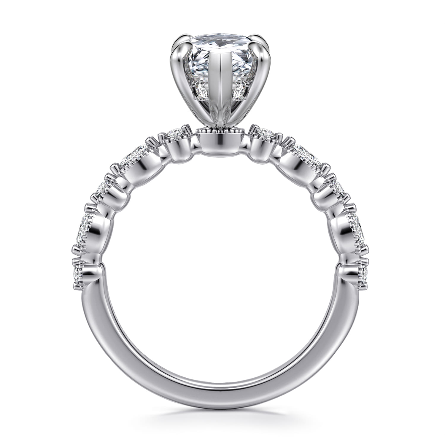 Lanna - 14K White Gold Marquise Shape Diamond Engagement Ring - 0.25 ct - Shot 2