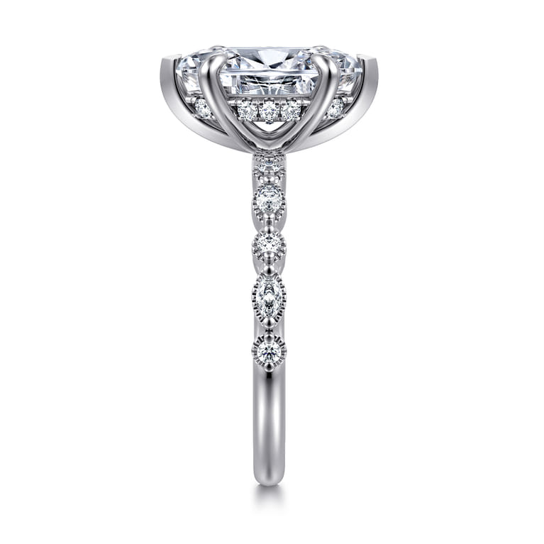 Lanna - 14K White Gold Marquise Shape Diamond Engagement Ring - 0.25 ct - Shot 4
