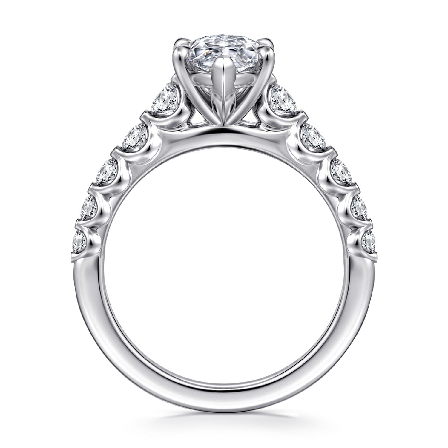 Emberlie - 14K White Gold Marquise Shape Diamond Engagement Ring - 0.5 ct - Shot 2