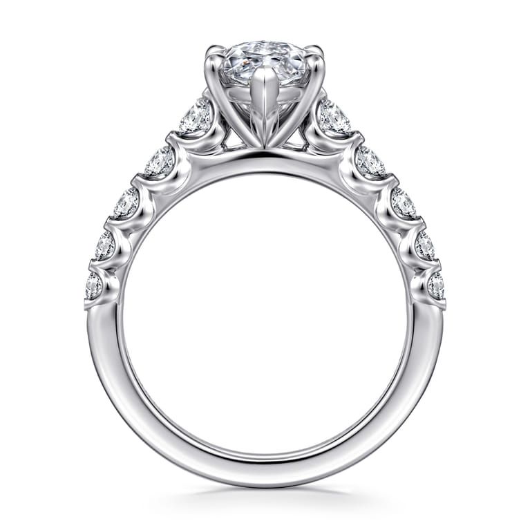 Emberlie - 14K White Gold Marquise Shape Diamond Engagement Ring - 0.5 ct - Shot 2