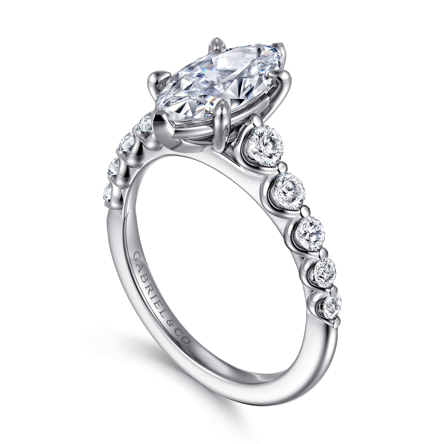 Emberlie - 14K White Gold Marquise Shape Diamond Engagement Ring - 0.5 ct - Shot 3