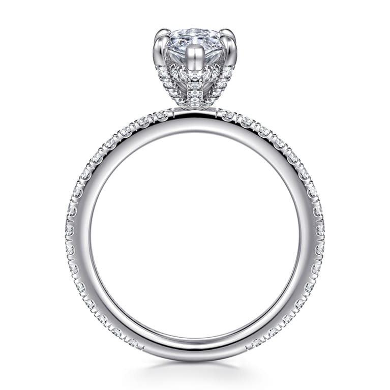 Alisa - 14K White Gold Marquise Shape Diamond Engagement Ring - 0.55 ct - Shot 2