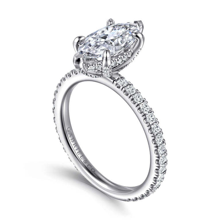 Alisa - 14K White Gold Marquise Shape Diamond Engagement Ring - 0.55 ct - Shot 3