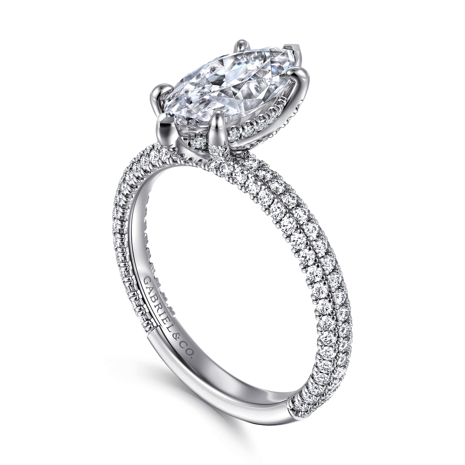 Alinna - 14K White Gold Marquise Shape Diamond Engagement Ring - 0.7 ct - Shot 3