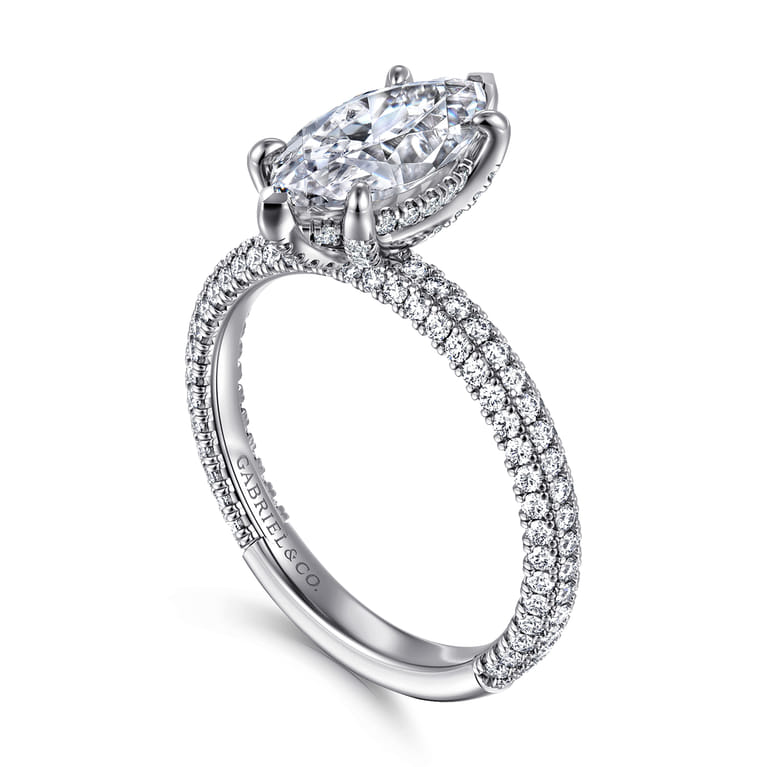 Alinna - 14K White Gold Marquise Shape Diamond Engagement Ring - 0.7 ct - Shot 3