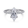 Marline - 14K White Gold Gold Marquise Shape Diamond Engagement Ring - 0.15 ct